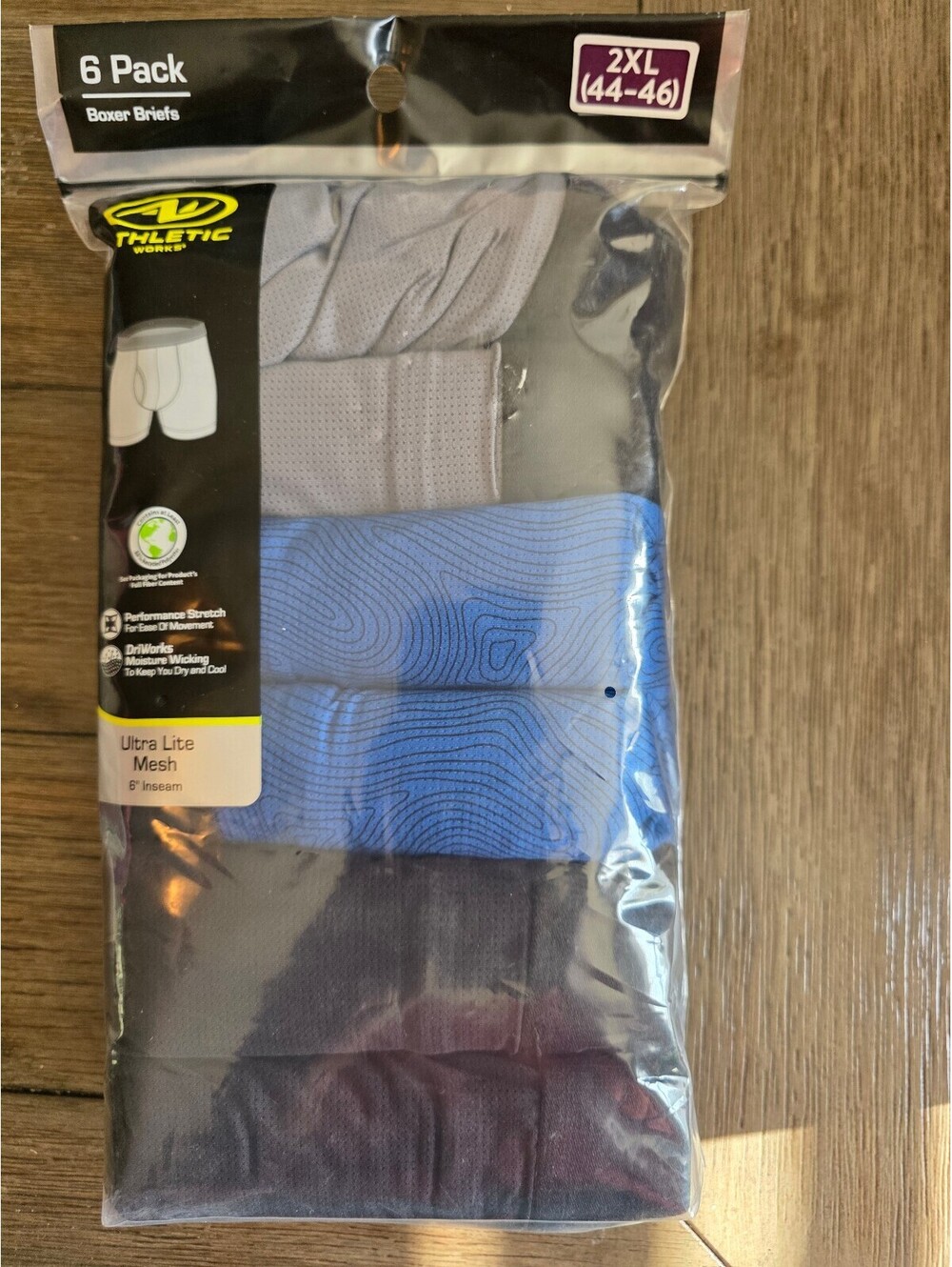 Athletic Works Men's 6 Pack Boxer Briefs Size 2XL Ultra Lite Mesh